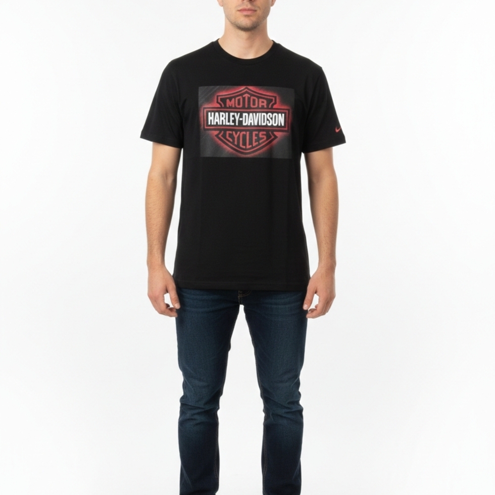 Custom Made Tshirt Harley-Davidson Black and Red Short Sleeve